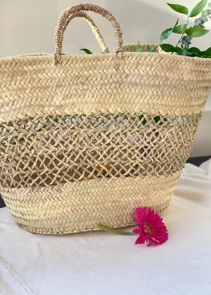 Straw Beach Basket Band Lace