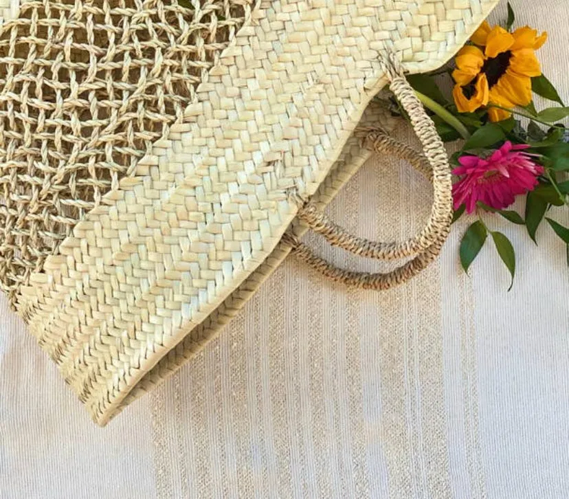 Straw Beach Basket Band Lace