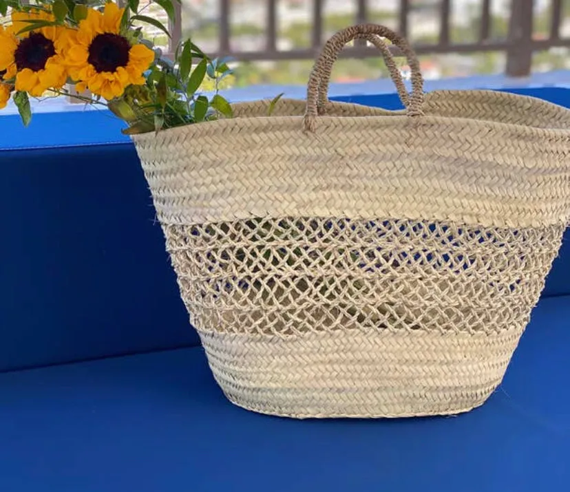 Straw Beach Basket Band Lace