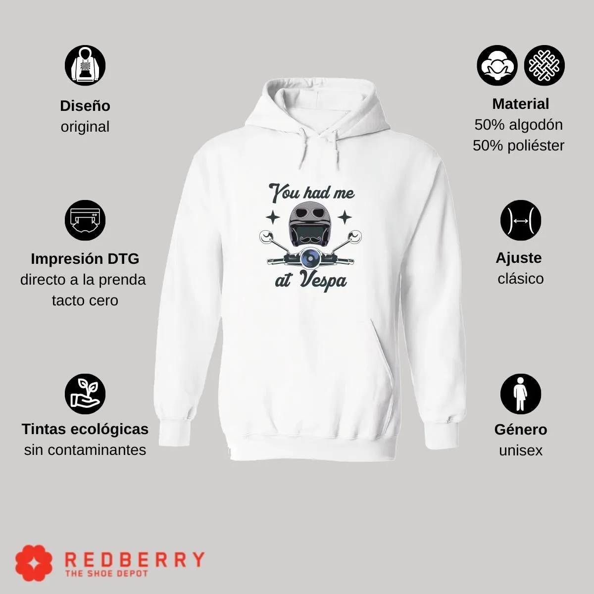 Sudadera Hombre  Hoodie Scooter Moto Biker Vintage 049