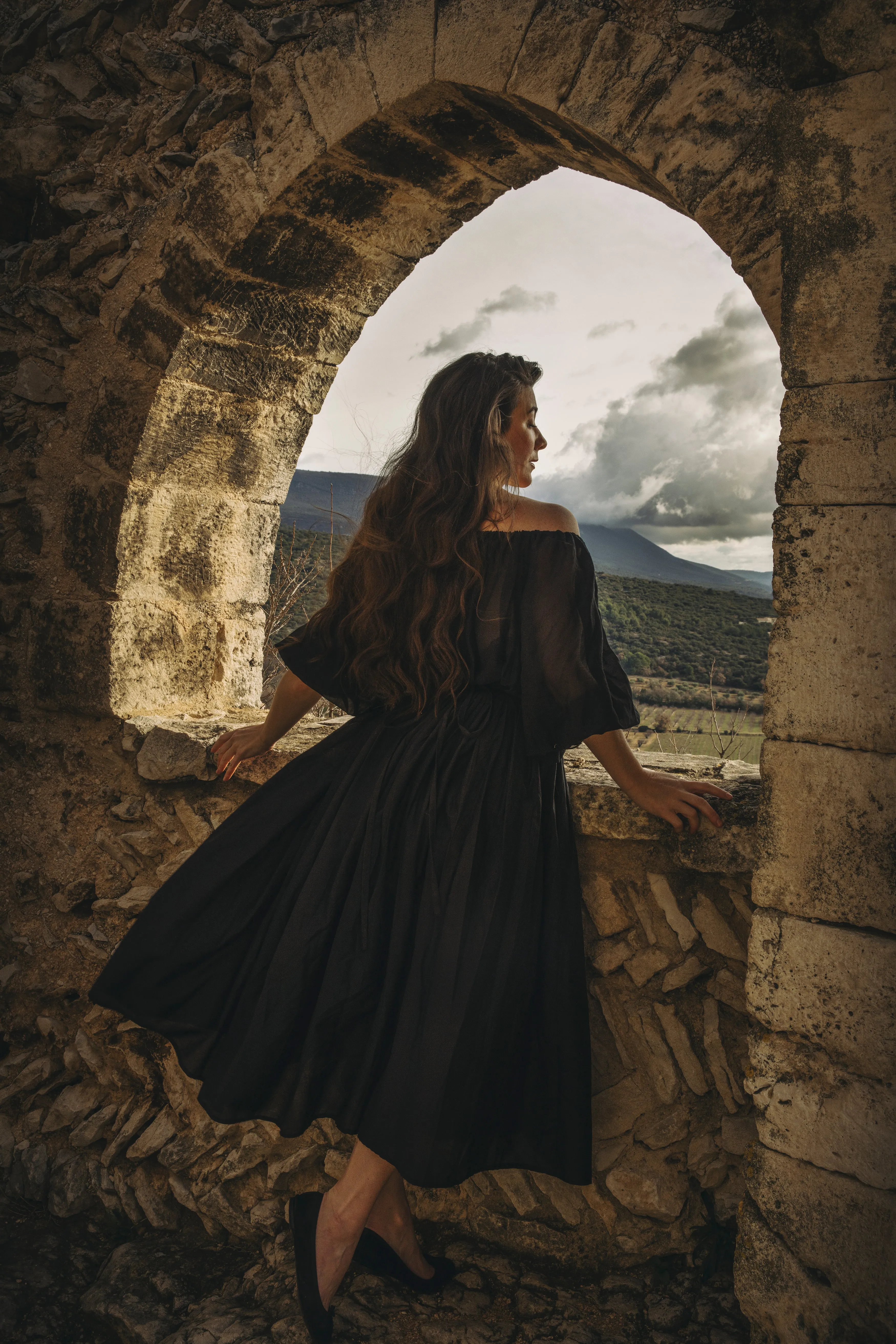 Tablier Jupe - Jamie Beck in Noir Silk Cotton Voile