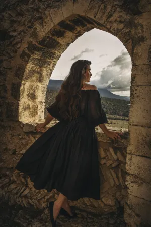 Tablier Jupe - Jamie Beck in Noir Silk Cotton Voile