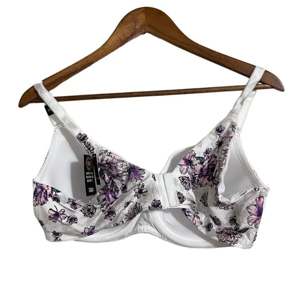 Torrid Womes NWT White Floral Full-Coverage Balconette Lightly Lined Bra 42F