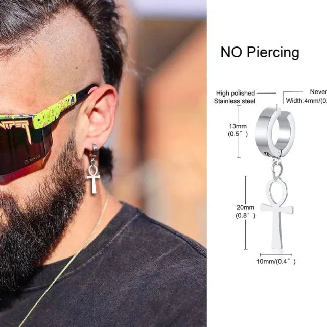 Triangle Long Chain Cuff Earring, without piercing
