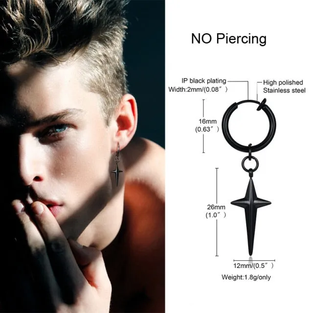 Triangle Long Chain Cuff Earring, without piercing