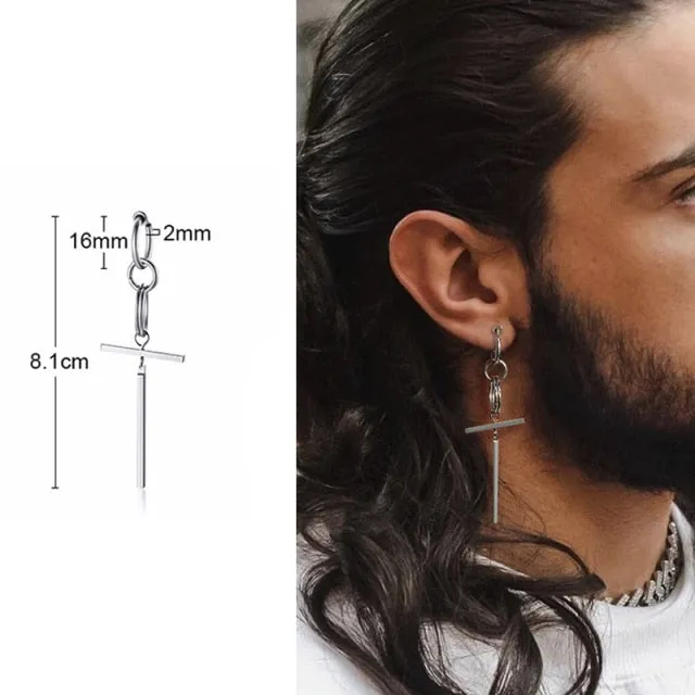 Triangle Long Chain Cuff Earring, without piercing