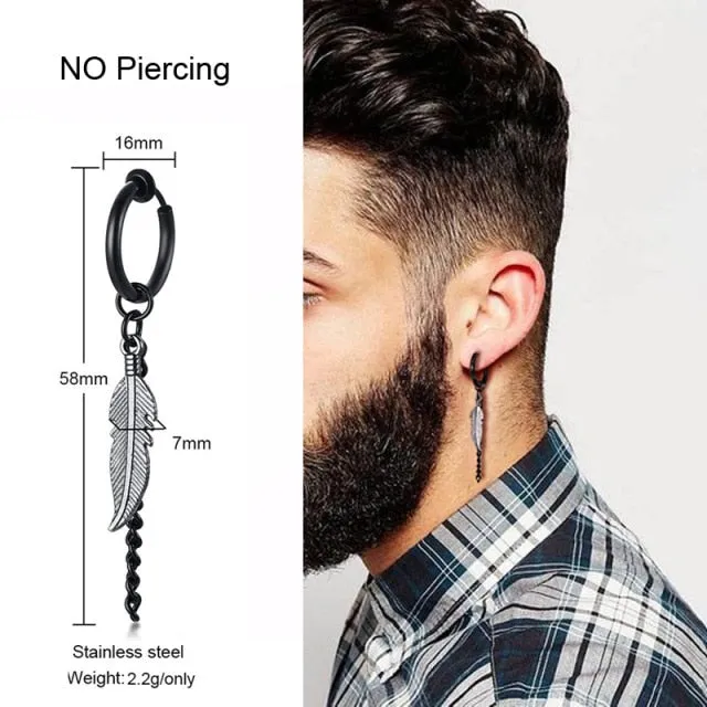 Triangle Long Chain Cuff Earring, without piercing