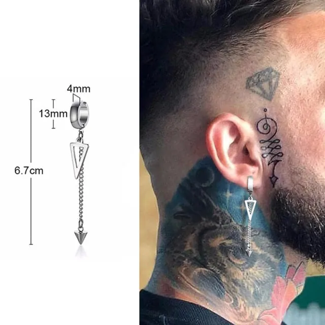 Triangle Long Chain Cuff Earring, without piercing