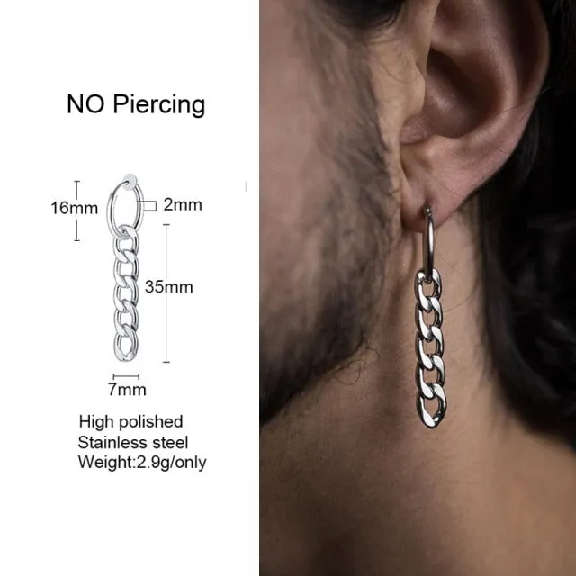 Triangle Long Chain Cuff Earring, without piercing