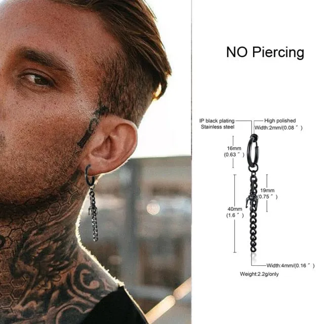 Triangle Long Chain Cuff Earring, without piercing