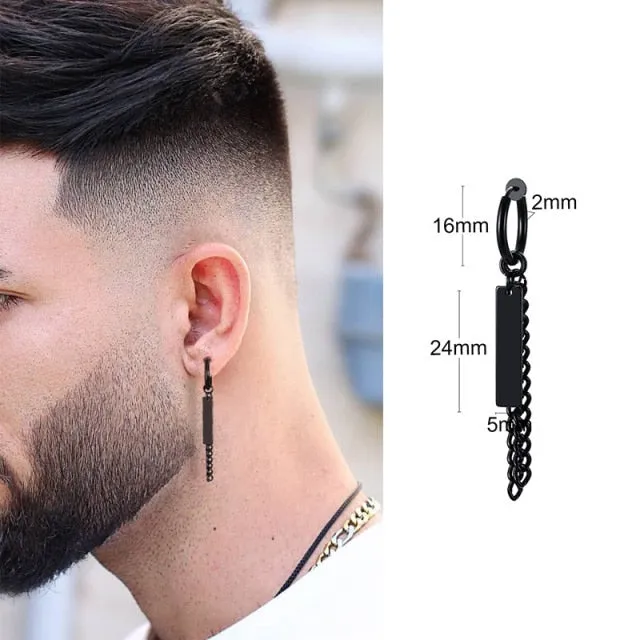 Triangle Long Chain Cuff Earring, without piercing