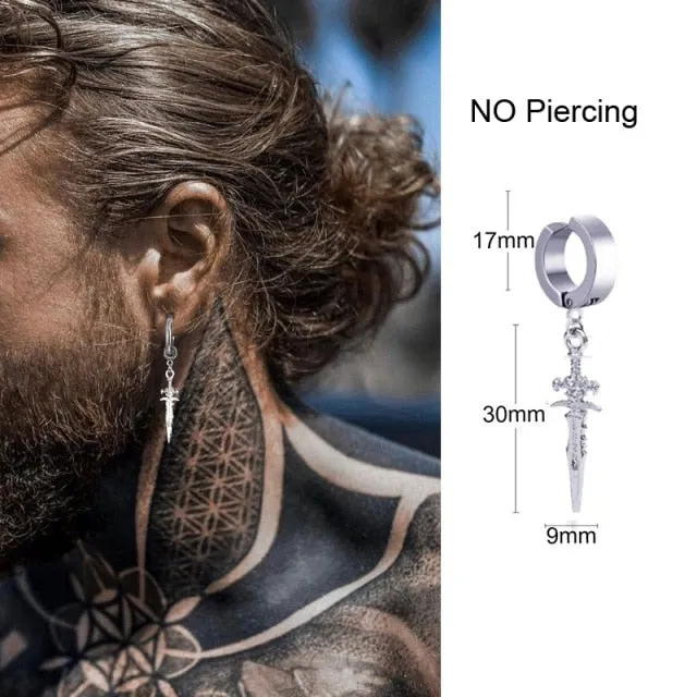 Triangle Long Chain Cuff Earring, without piercing