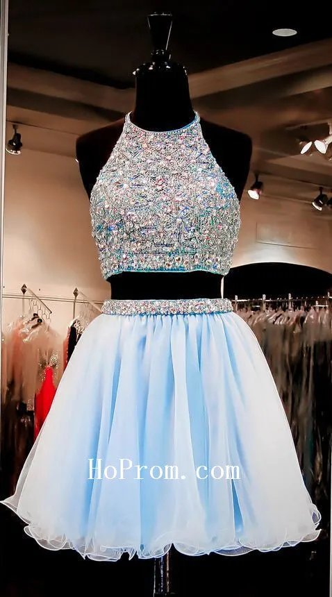 Two Piece Prom Dresses,Short Prom Dress,Elegant Evening Dress