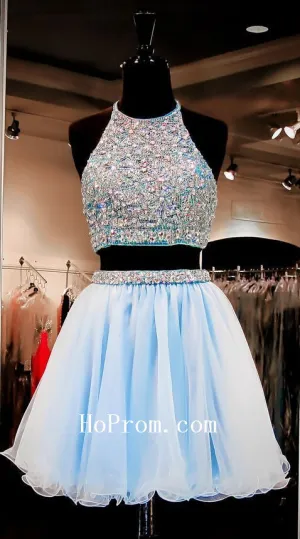Two Piece Prom Dresses,Short Prom Dress,Elegant Evening Dress