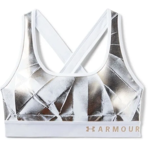 Under Armour Sports Bra Metallic Gold &amp; White Size Large