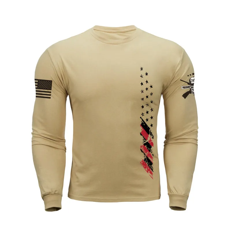 USA FLAG 100%COTTON GRAPHIC LONG SLEEVE T-SHIRT