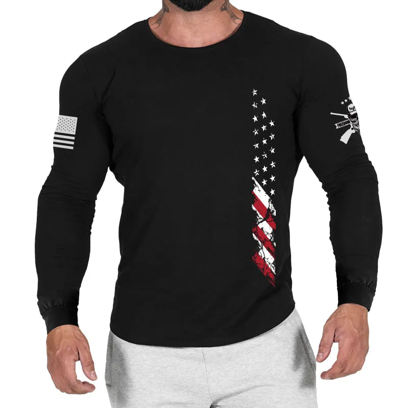 USA FLAG 100%COTTON GRAPHIC LONG SLEEVE T-SHIRT