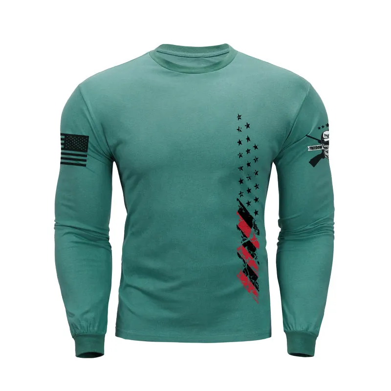 USA FLAG 100%COTTON GRAPHIC LONG SLEEVE T-SHIRT