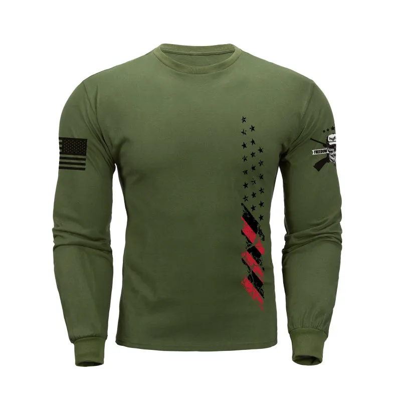 USA FLAG 100%COTTON GRAPHIC LONG SLEEVE T-SHIRT