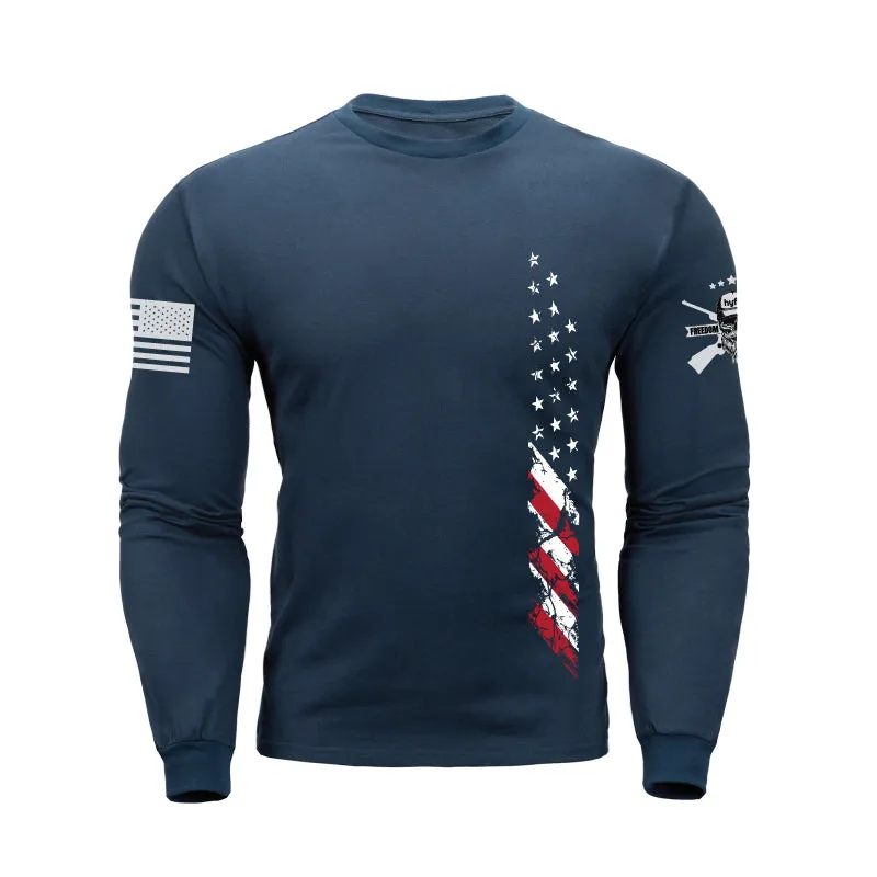 USA FLAG 100%COTTON GRAPHIC LONG SLEEVE T-SHIRT