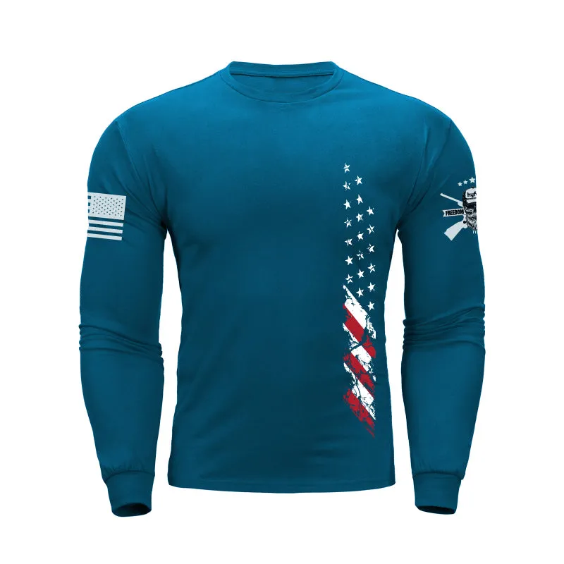 USA FLAG 100%COTTON GRAPHIC LONG SLEEVE T-SHIRT