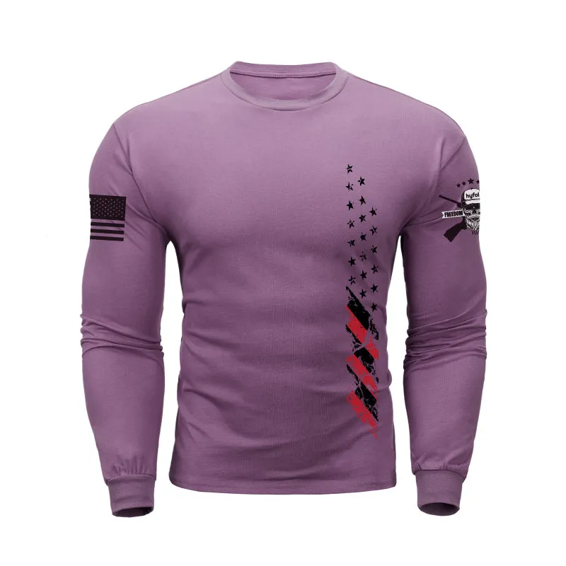 USA FLAG 100%COTTON GRAPHIC LONG SLEEVE T-SHIRT