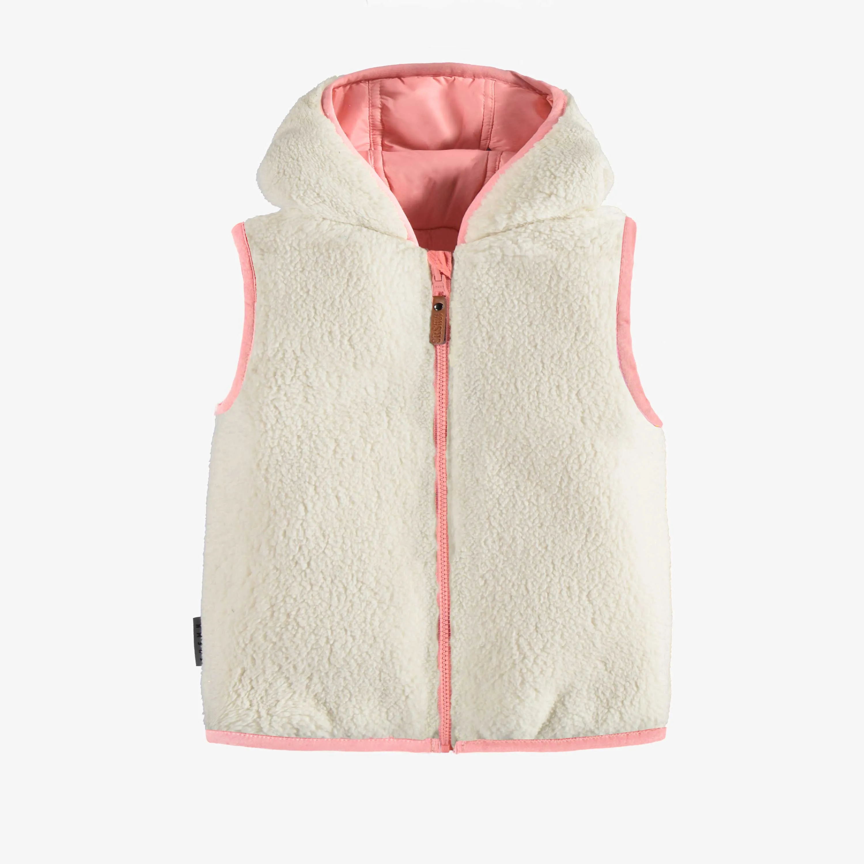 Veste sans manche réversible rose, bébé || Reversible pink sleeveless vest, baby