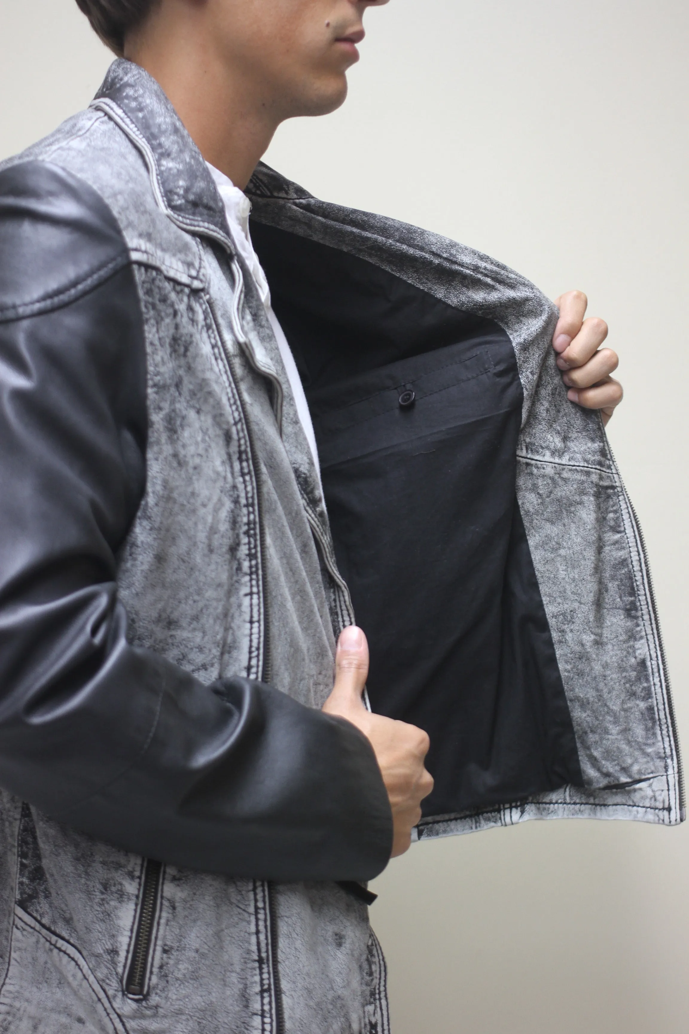 Vintage Washed Lamb Biker Jacket