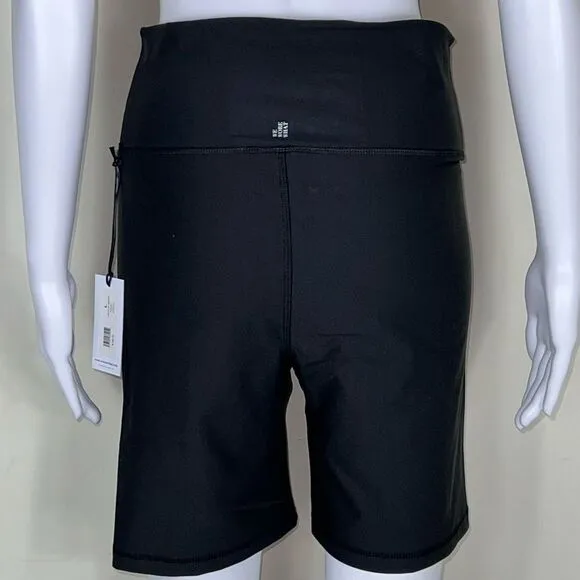 WeWoreWhat Solid Lace Up Biker Shorts in Black (L)
