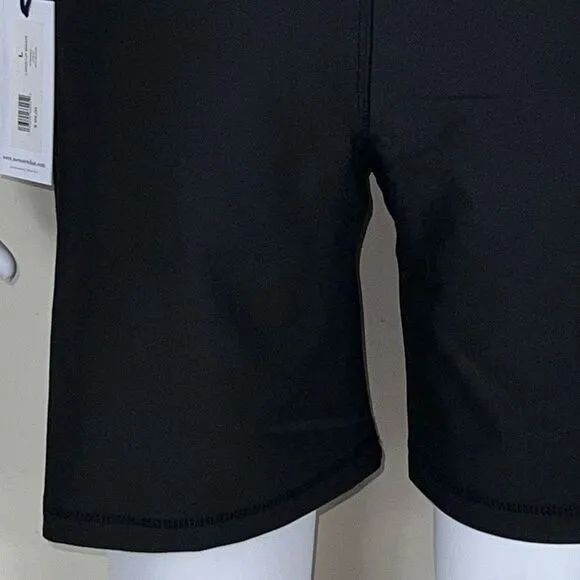 WeWoreWhat Solid Lace Up Biker Shorts in Black (L)