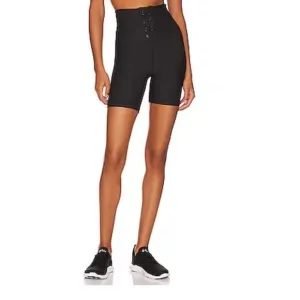 WeWoreWhat Solid Lace Up Biker Shorts in Black (L)