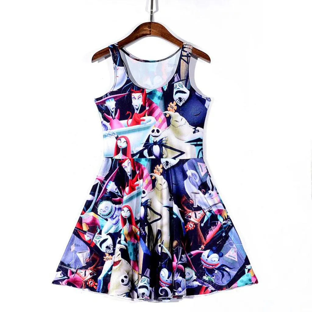 Women's Jack Skellington Printed Reversible Sleeveless Dress