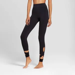 Xhilaration Women's Seamless Ankle Wrap Leggings Black S/M