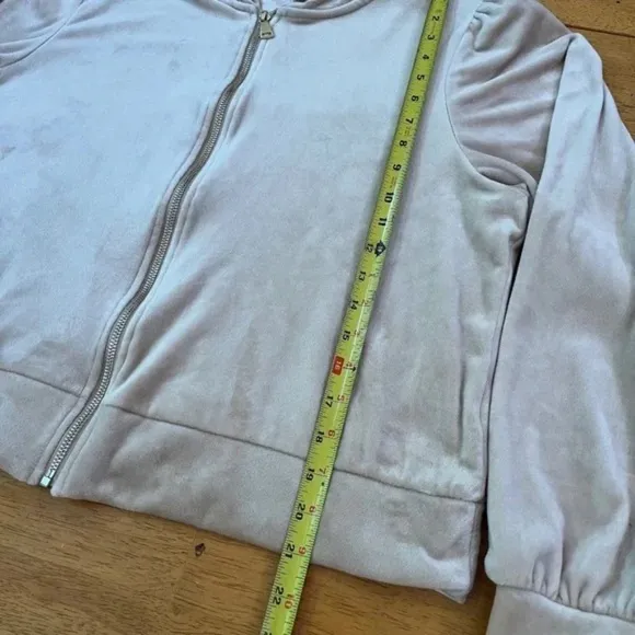 XL Magaschoni Hoodie Velvet Velour Teddy Zip Terry Jacket Taupe Beige Sweater
