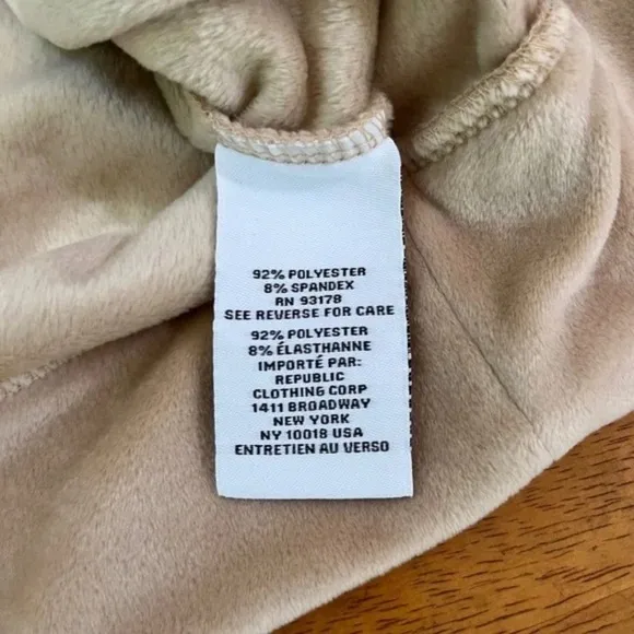 XL Magaschoni Hoodie Velvet Velour Teddy Zip Terry Jacket Taupe Beige Sweater