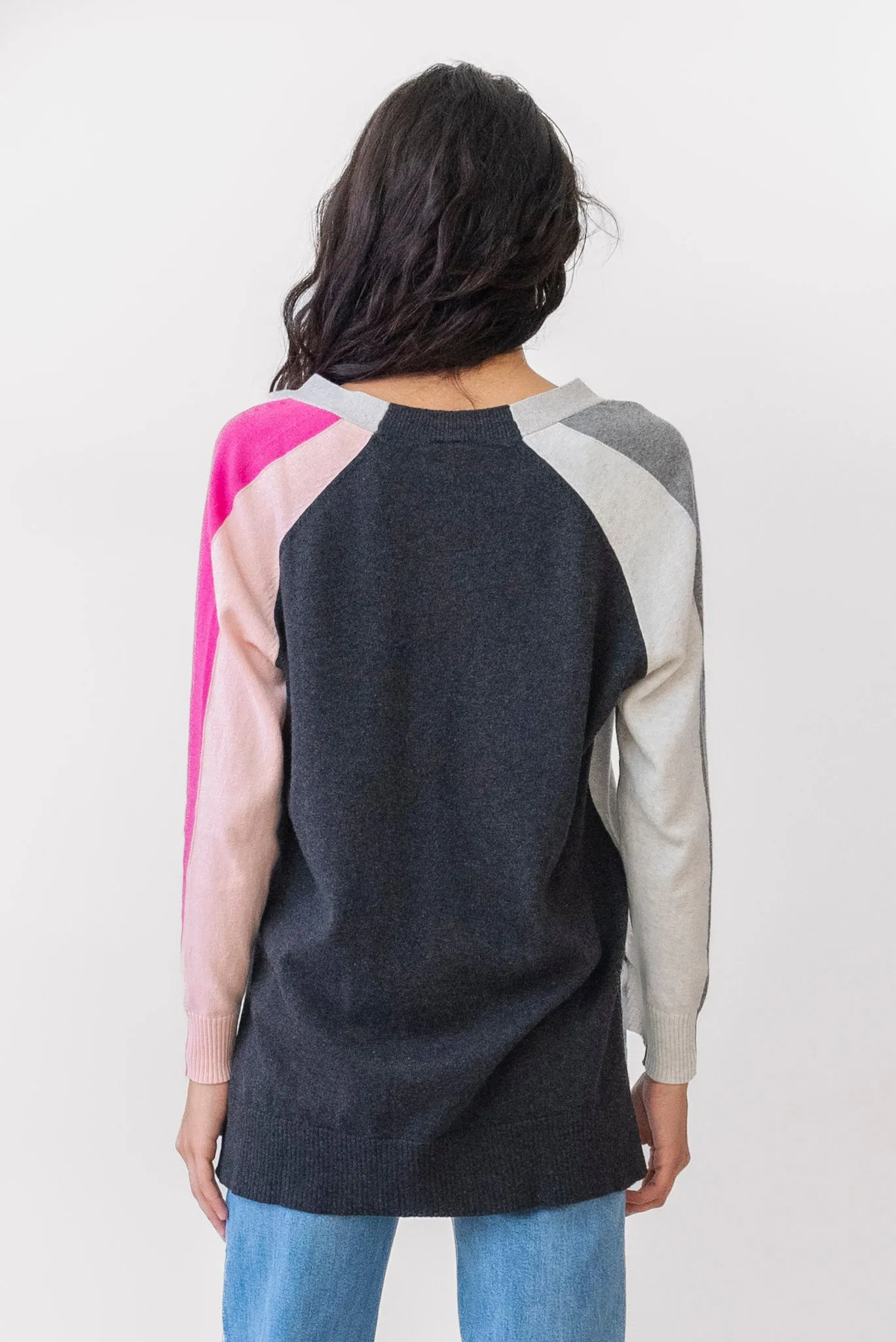 ZAKET AND PLOVER Pocket Cardigan in Grey & Pink